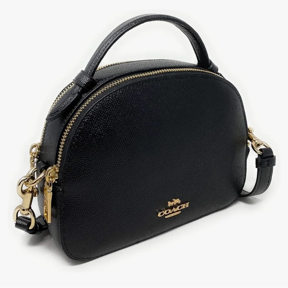 Coach Black Pebbled Leather Dome Crossbody with Gold Hardware - Picture 2 of 10